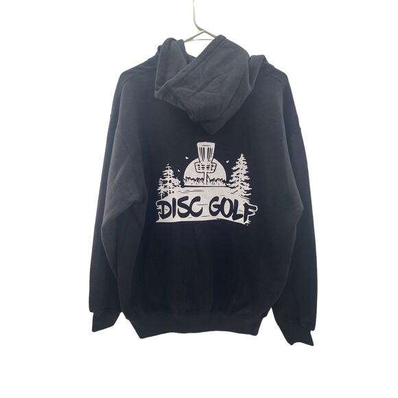 Disc Golf Basket TREES Disc Golf Sasquatch Pullover Hoodie MED Sweatshirt BLACK - Picture 7 of 8